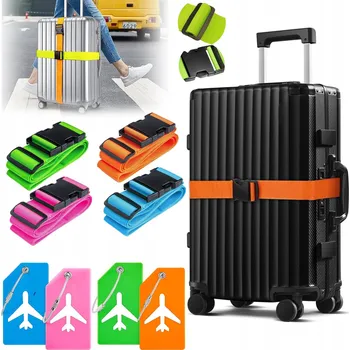 Příslušenství k zavazadlu 4X POPRUH NA KUFR ZAJIŠŤUJÍCÍ BATOŽINU + 4X JMENOVKA NA ZAVAZADLO