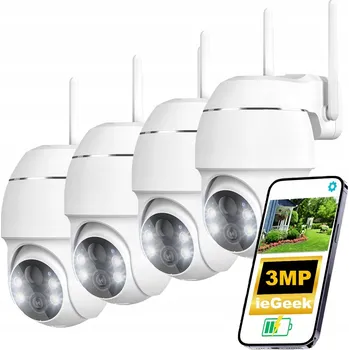 Bezpečnostní kamera 4 kusy OTOČNÁ IP WiFi 3Mpx AUDIO VENKOVNÍ KAMERA NAPÁJENÁ BATERIÍ