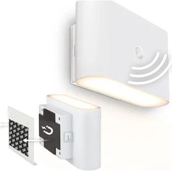 Nástěnné svítidlo BRILONER AKCE - Chat nástěnné svítidlo - 3W, 270lm, bezdrátová, LED, s pohybovým čidlem, bílé - BRILONER BRI 3878016