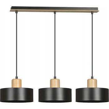 Emibig TORIN 3 BLACK Závěsné svítidlo Ocel lakovaná, dřevo, Černá 15W