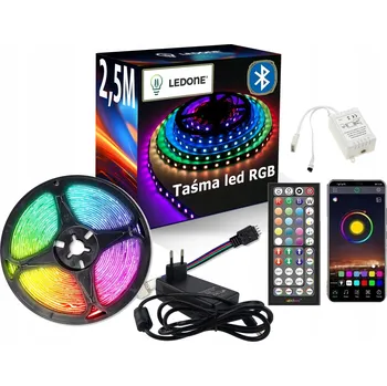 LED páska LED pásek 2,5M RGB 5050 Bluetooth, ovládání přes APLIKACI v mobilu + DÁLKOVÝ OVLADAČ, hudební režim, sada 12V