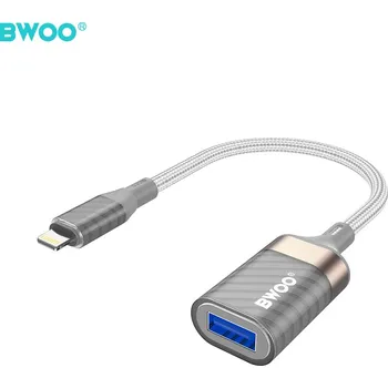Datový kabel BWOO BZ70 adaptér Apple Lightning / USB-A OTG / USB 3.0 / šedá