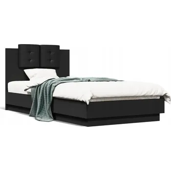 Postel Rám postele s čelem černý 194,5 x 93 x 84 cm, matrace 90 x 190 cm