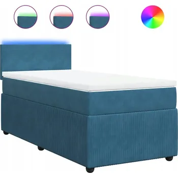 Postel Kontinentální postel s LED, modrá, 200 x 90 x 100,5 cm, matrace 90 x 20