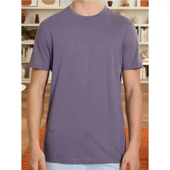 Pánská móda Sinsay - Bavlněné tričko s krátkým rukávem - fialová - 536EY-45X - 536EY-45X-XS