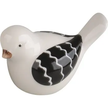 Vánoční dekorace ANDĚL Ptáček s černými křídly z keramiky na postavení 8 x 5,5 x 5,5 cm