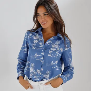 Dámská košile Košile s dlouhými rukávy, s potiskem modrá/bílá 40