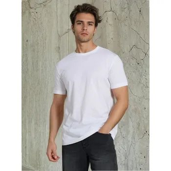 Pánské oblečení Sinsay - Bavlněné tričko Basic - bílá - 287HL-00X - 287HL-00X-S