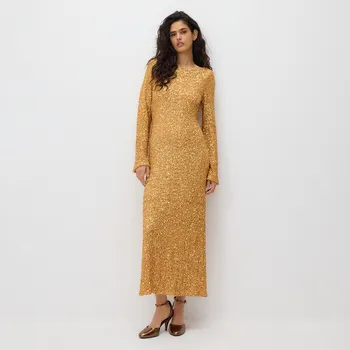 Dámské šaty Reserved - Flitrové maxi šaty - zlatý - 762JC-GLD - 762JC-GLD-XS