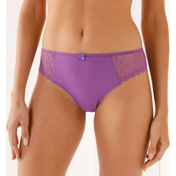 Dámské spodní prádlo Sada 2 jednobarevných kalhotek midi z bavlny a krajky Coria fialová 42/44