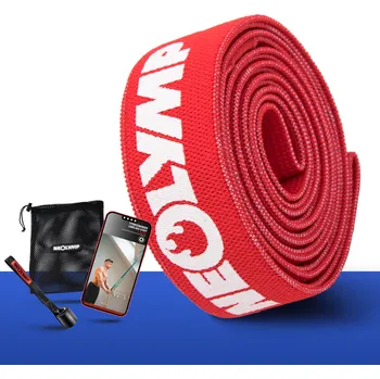 NEOLYMP Dlouhá fitness guma – Úroveň odporu 1, Cvičební pásky s taškou na cvičení ČERVENÁ