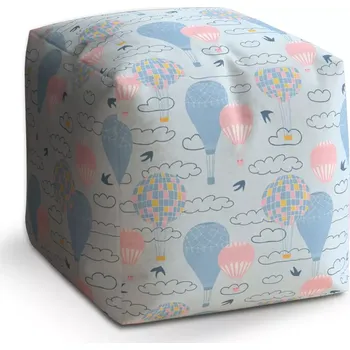 Taburet Sablio Taburet Kostka Horkovzdušné barevné balóny: 40x40x40 cm - Sablio