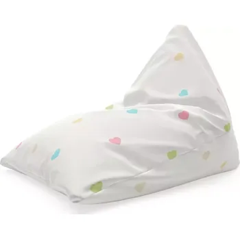 Sedací pytel Sablio Sedací vak Triangl Barevná srdíčka na béžové: 120 x 100 x 100 cm - Sablio