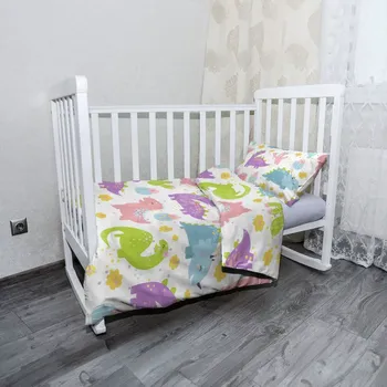 Povlečení Sablio Mikroplyšové povlečení do dětské postýlky Dinosauři s kaktusy - 100x135 / 40x60