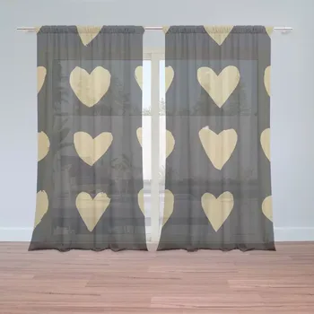 Záclona Sablio Záclony Zlatá srdíčka: 2 ks - 150x250 cm - Sablio