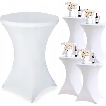 ubrus 5X POTAH NA KOKTEJLOVÝ STOLEK KULATÝ CATERINGOVÝ STŮL UBRUS 80CM BÍLÝ