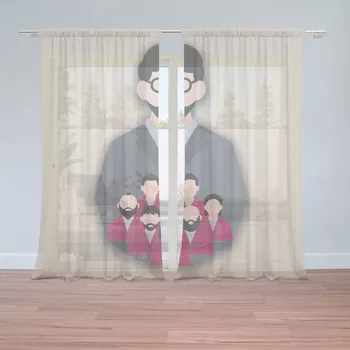 Záclona Sablio Záclony Money heist Profesor a jeho tým Béžová: 2ks 150x250cm