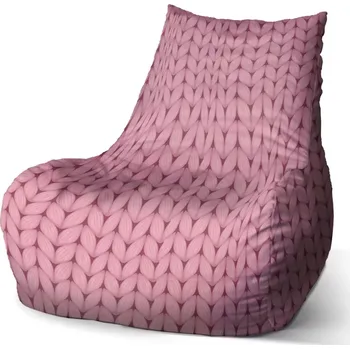 Sedací pytel Sedací vak Bean Růžové pletení z vlny - Sablio - 60 x 70 x 70 cm