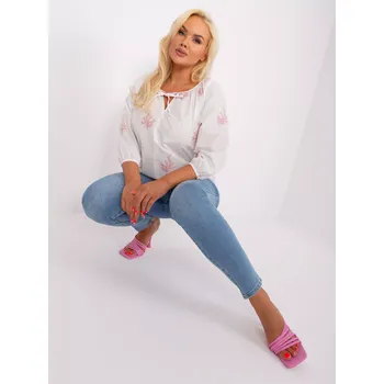 Dámská košile Halenka LK BZ 509324 1.81P bílá a růžová L/XL