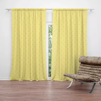 Závěs Sablio Závěsy Červené kroužky na žluté: 2 ks - 140x250 cm - Sablio