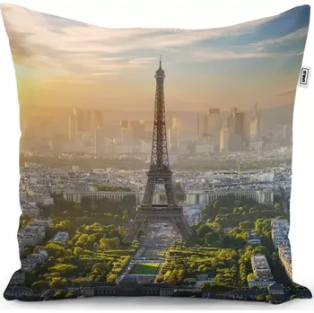 Dekorativní polštářek Dekorační polštář Paříž Eifellova věž Skyline - Sablio - 40x40 cm