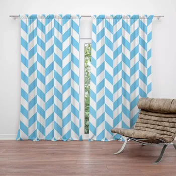 Závěs Sablio Závěsy Modrobílé kosodélníky: 2 ks - 140x250 cm - Sablio