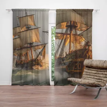 Závěs Sablio Závěsy Plachetnice ve vlnách: 2ks 140x250cm