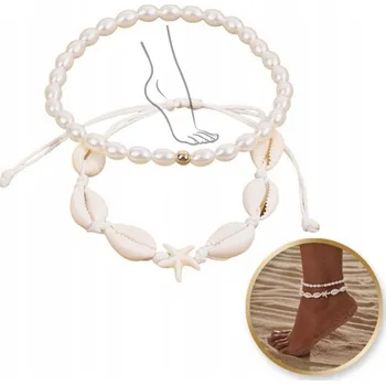 Náramek Náramek na kotník 2v1 Mušle Perly Hvězdice Boho Léto