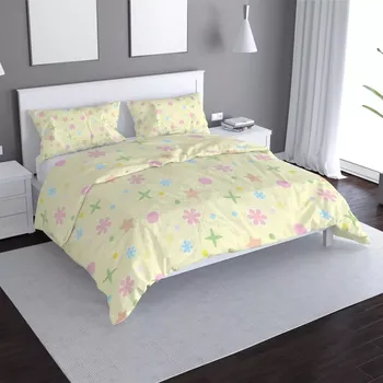 Povlečení Saténové povlečení Hvězdy, květy a puntíky - Sablio - 140x200 / 90x70