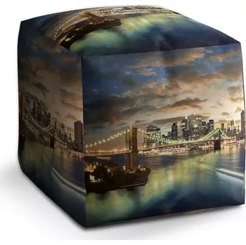 Taburet Sablio Taburet Kostka Brooklynský most: 40x40x40 cm - Sablio