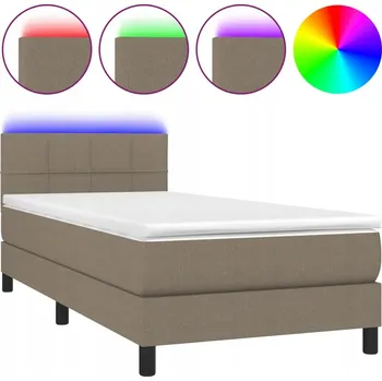 Postel Kontinentální postel taupe s matrací 203x100x78/88 cm a LED diodami