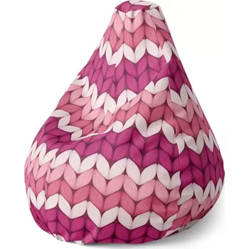Sedací pytel Sedací vak Pear Střídajíci růžové pletení - Sablio - 140 x 100 x 25 cm