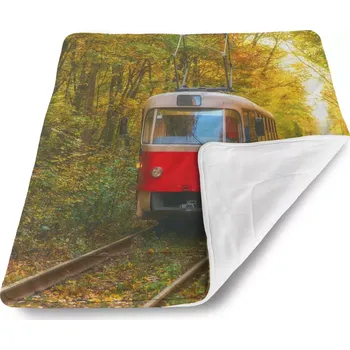Dětská deka Sablio Dětská deka pro miminko Červená tramvaj v lese - 80x100 cm
