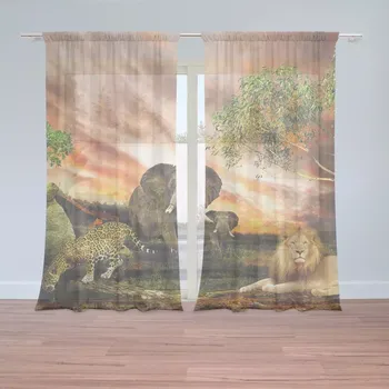 Záclona Sablio Záclony Zvířata ze Sahary: 2 ks - 150x250 cm - Sablio