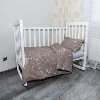 Povlečení Sablio Mikroplyšové povlečení do dětské postýlky Béžové vzorce - 100x135 / 40x60