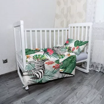 Povlečení Sablio Mikroplyšové povlečení do dětské postýlky Zebra a plameňák - 100x135 / 40x60