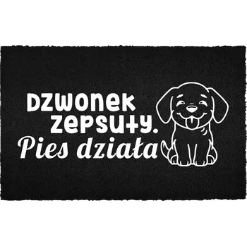 Rohožka VSTUPNÍ ROHOŽKA 40X60 ČERNÁ KOKOSOVÁ PRO DŮM VTIPNÁ ZVONEK ROZBITÝ