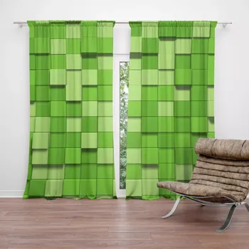 Závěs Sablio Závěsy Green Blocks 3D: 2 ks - 140x250 cm - Sablio