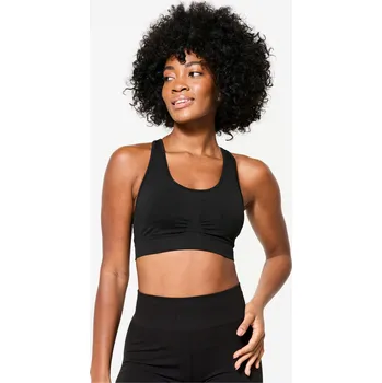 Podprsenka DECATHLON Dámská podprsenka s překříženými ramínky lehce zpevňující M ČERNÁ