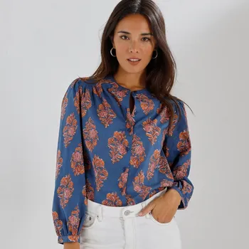Dámská halenka Halenka s dlouhými rukávy a potiskem indigo 50