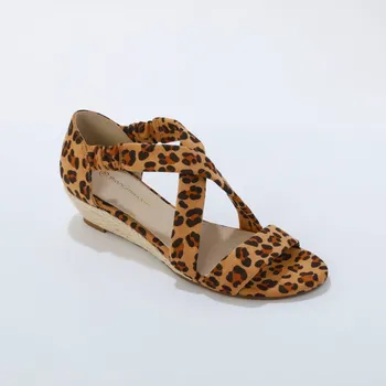 Dámské sandále Sandály s leopardím vzorem na klínovém podpatku vzor leopard 39