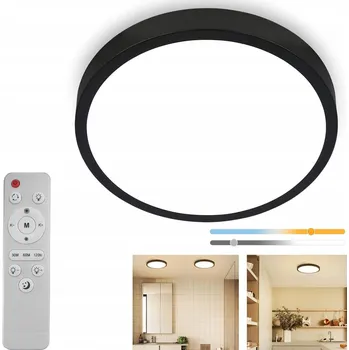 Stropní svítidlo Stropní Svítidlo LED STMÍVATELNÉ 29 CM KULATÝ Černé DÁLKOVÝ OVLADAČ panel VELKÝ