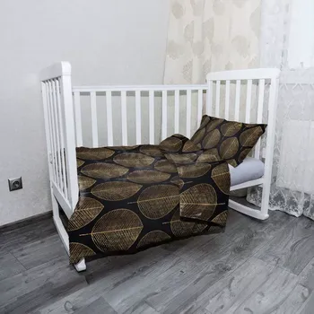 Povlečení Sablio Mikroplyšové povlečení do dětské postýlky Zlaté listy - 100x135 / 40x60