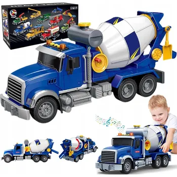 autíčko Míchačka na beton s edukativní funkcí - natahovací, se zvukem a světly - pro děti