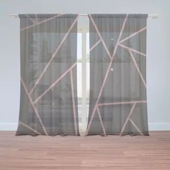 Záclona Sablio Záclony Růžové obrazce: 2 ks - 150x250 cm - Sablio