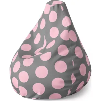 Sedací pytel Sedací vak Pear Velké růžové puntíky - Sablio - 140 x 100 x 25 cm