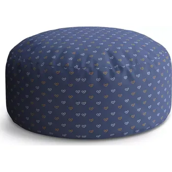 Taburet Sablio Kulatý taburet Circle Srdíčka na modré: 38x48 cm - Sablio
