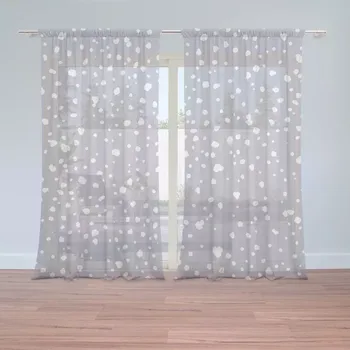 Záclona Sablio Záclony Bílé flíčky na fialové: 2 ks - 150x250 cm - Sablio