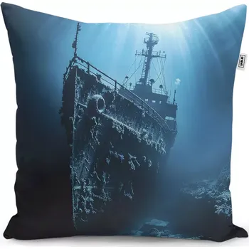 Dekorativní polštářek Dekorační polštář Vrak lodi na dně moře - Sablio - 40x40 cm