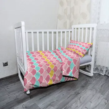 Povlečení Sablio Mikroplyšové povlečení do dětské postýlky Barevné šupiny - 100x135 / 40x60